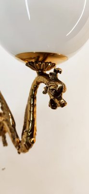 Winged Dragon Wall Light in Brass with Shiny White Sphere-QLH-1768790