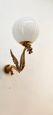 Winged Dragon Wall Light in Brass with Shiny White Sphere-QLH-1768790