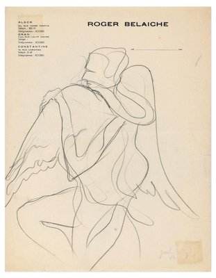 Winged Figure - Original Pencil Drawing by J. Bodley - 1940 1940-ZCI-761793