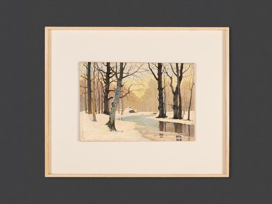 Winter Forest, Early 20th-Century, Oil on Plate, Framed-GPP-1066560