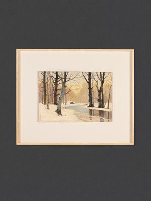 Winter Forest, Early 20th-Century, Oil on Plate, Framed-GPP-1066560