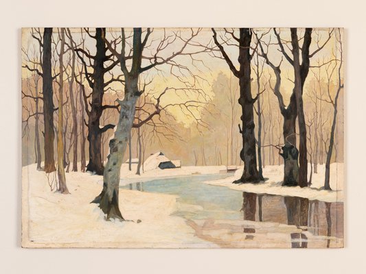 Winter Forest, Early 20th-Century, Oil on Plate, Framed-GPP-1066560