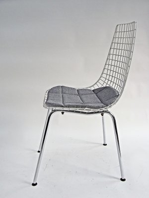 Wire Chairs in Chrome and White Steel Mesh, Set of 4-EP-1778047