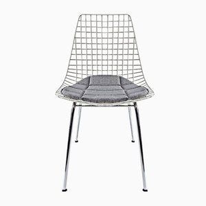 Wire Chairs in Chrome and White Steel Mesh, Set of 4-EP-1778047