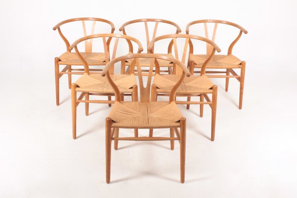 Wishbone Chairs in Patinated Oak by Hans Wegner, 1960s, Set of 6-FK-824392