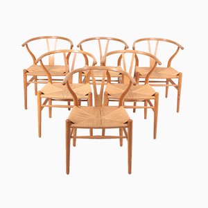 Wishbone Chairs in Patinated Oak by Hans Wegner, 1960s, Set of 6-FK-824392