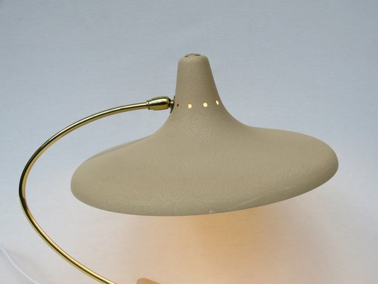 Witch's Hat Table Lamp in Brass with Dark Beige Shrink Varnish, Germany, 1950s-EY-980569