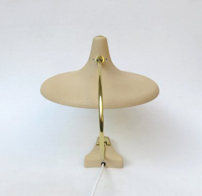 Witch's Hat Table Lamp in Brass with Dark Beige Shrink Varnish, Germany, 1950s-EY-980569