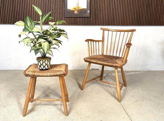 WKS 7 Armchair with Wickerwork Seat by Arno Lambrecht for Wk Möbel, Germany, 1950s-JP-1779460