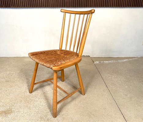 WKS Side Chair with Wickerwork Seat by Arno Lambrecht for Wk Möbel, Germany, 1950s-JP-1778631