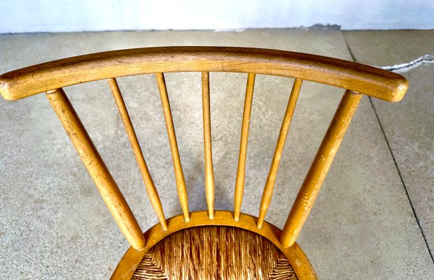 WKS Side Chair with Wickerwork Seat by Arno Lambrecht for Wk Möbel, Germany, 1950s-JP-1778631