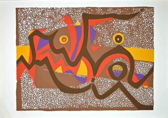 Wladimiro Tulli, Brown Composition, Original Colored Screenprint, 1970s-ZCI-972057