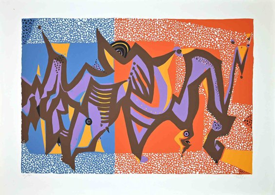 Wladimiro Tulli, Carnivalesque Composition, Original Screenprint, 1970s-ZCI-972058