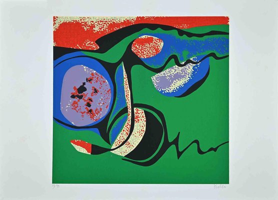 Wladimiro Tulli, Composition in Green, Original Screen Print, 1970s-ZCI-1260145