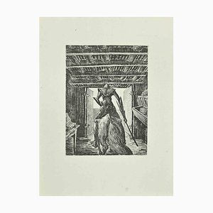 Wladyslaw Jahl, Don Quixote Leaves the Stable on his Horse, Etching, 1951-ZCI-2029334