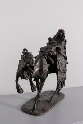 Woman and Child on Camel Sculpture in Bronze by Ernesto Bazzaro, 1900s-RCE-1100001