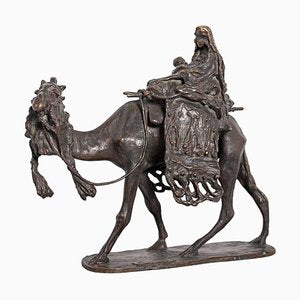 Woman and Child on Camel Sculpture in Bronze by Ernesto Bazzaro, 1900s-RCE-1100001