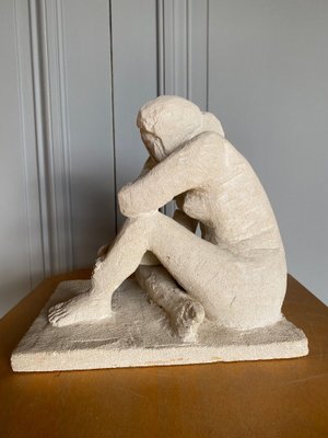 Woman Crouching Sculpture, 1970s, Concrete-QKG-1368347