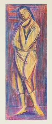 Woman Figure - Original Oil Pastel Drawing by D. Milhaud - 1932 1932-ZCI-757751