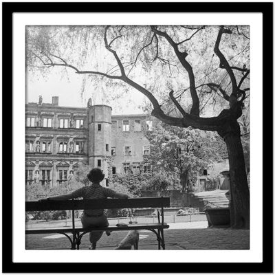 Woman on Bench in Front of Heidelberg Castle, Germany 1936, Printed 2021-DYV-990676