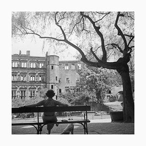 Woman on Bench in Front of Heidelberg Castle, Germany 1936, Printed 2021-DYV-990676