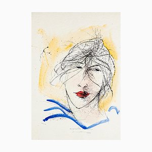 Woman's Face - Original Lithography by Mario Ceriacca - Late 20th Century Late 20th Century-ZCI-761400