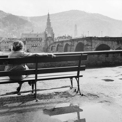 Woman Sitting at Neckar on Bench Heidelberg, Germany 1936, Printed 2021-DYV-990659