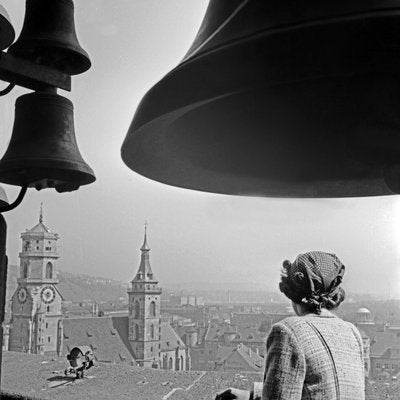 Woman Under the Chimes of City Hall, Stuttgart Germany, 1935-DYV-988166