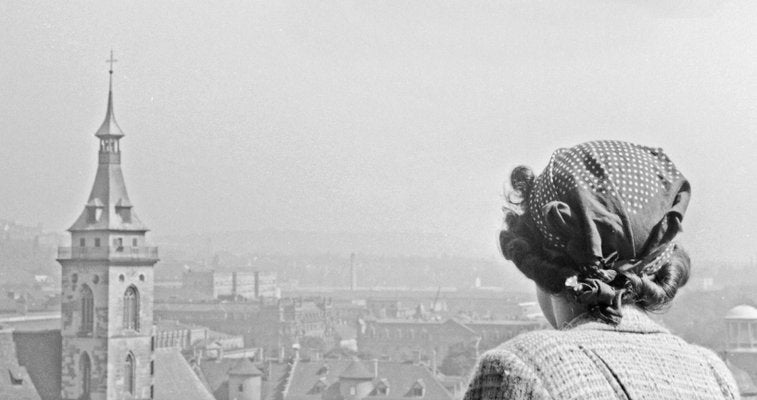 Woman Under the Chimes of City Hall, Stuttgart Germany, 1935-DYV-988166