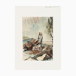 Woman Watercolor on Paper by Pierre Laurent Brenot-ZCI-773195