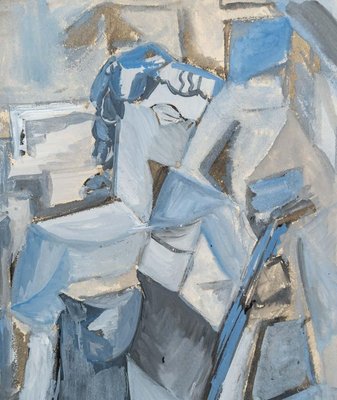 Woman With a Mandolin, 20th Century, Oil on Paper-WFS-903976