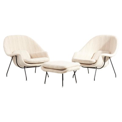 Womb Chairs and Ottoman by Eero Saarinen for Knoll, Usa, 1960s, Set of 2-SFD-1323290