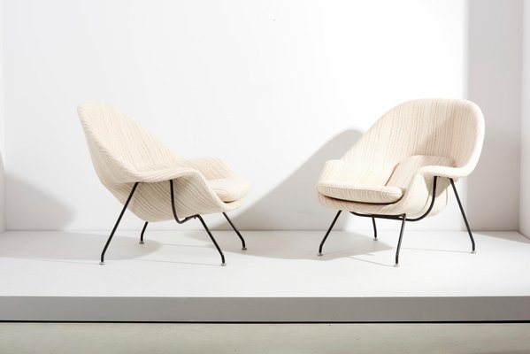 Womb Chairs and Ottoman by Eero Saarinen for Knoll, Usa, 1960s, Set of 2-SFD-1323290