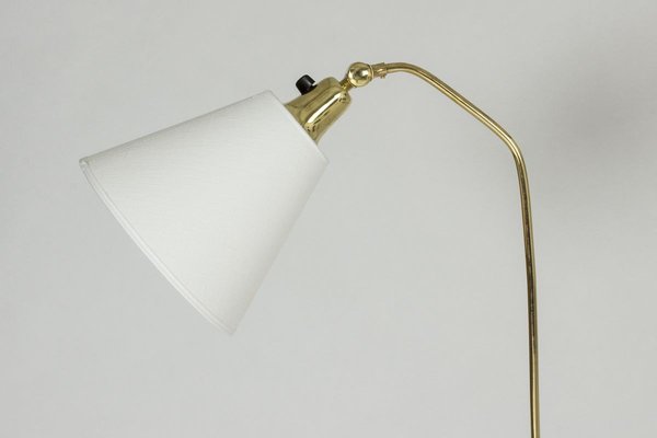 Wood and Brass Floor Lamp from Uppsala Armatur, 1950s-NL-772708