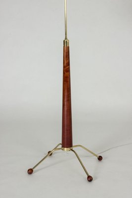 Wood and Brass Floor Lamp from Uppsala Armatur, 1950s-NL-772708