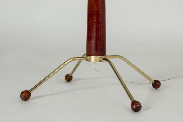 Wood and Brass Floor Lamp from Uppsala Armatur, 1950s-NL-772708