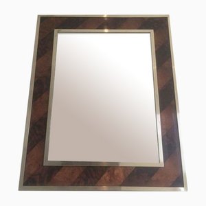 Wood and Brass Marquetry Mirror-BA-1365614