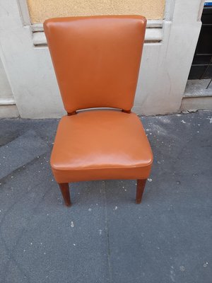 Wood and Brown Leather Dining Chair by Osvaldo Borsani for Atelier Borsani Varedo, 1930s-OHK-860791