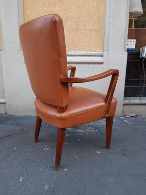 Wood and Brown Leather Lounge Chair by Osvaldo Borsani for Atelier Borsani Varedo, 1930s-OHK-860793