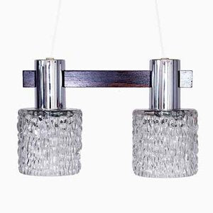 Wood and Chrome Ceiling Lamp, 1970s-BQF-729975