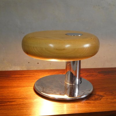 Wood and Chrome Table Lamp, 1970s-QAV-967446