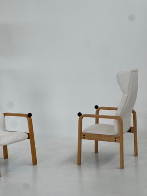 Wood and Fabric Armchairs, 1970s, Set of 2-GTS-2020216