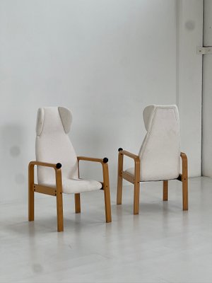 Wood and Fabric Armchairs, 1970s, Set of 2-GTS-2020216