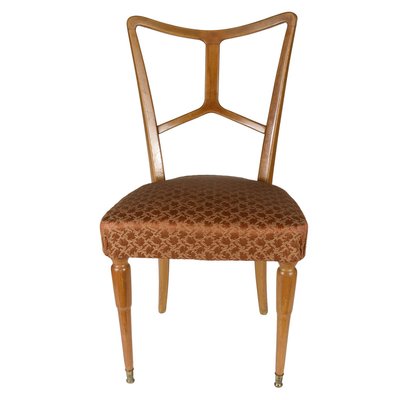 Wood and Fabric Dining Chairs, Italy, 1950s, Set of 4-RAQ-1360586