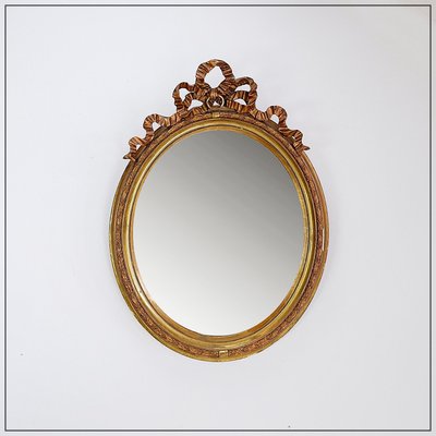 Wood and Gilded Plaster Noeud Damour Oval Mirror-NYF-2024126