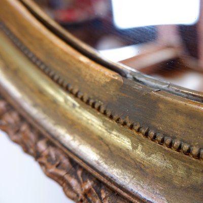 Wood and Gilded Plaster Noeud Damour Oval Mirror-NYF-2024126