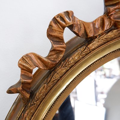 Wood and Gilded Plaster Noeud Damour Oval Mirror-NYF-2024126