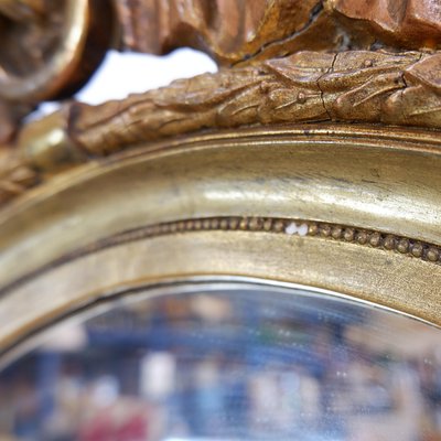 Wood and Gilded Plaster Noeud Damour Oval Mirror-NYF-2024126