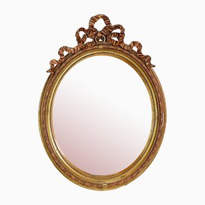 Wood and Gilded Plaster Noeud Damour Oval Mirror-NYF-2024126