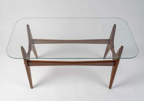 Wood and Glass Coffee Table, 1970s-WFS-2032813